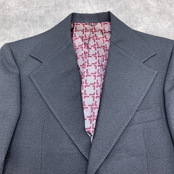 JCPenney Blazer Men 36 Gray Poly Texture Knit 60s 70s Suit Jacket VTG‎ USA - Picture 2 of 15